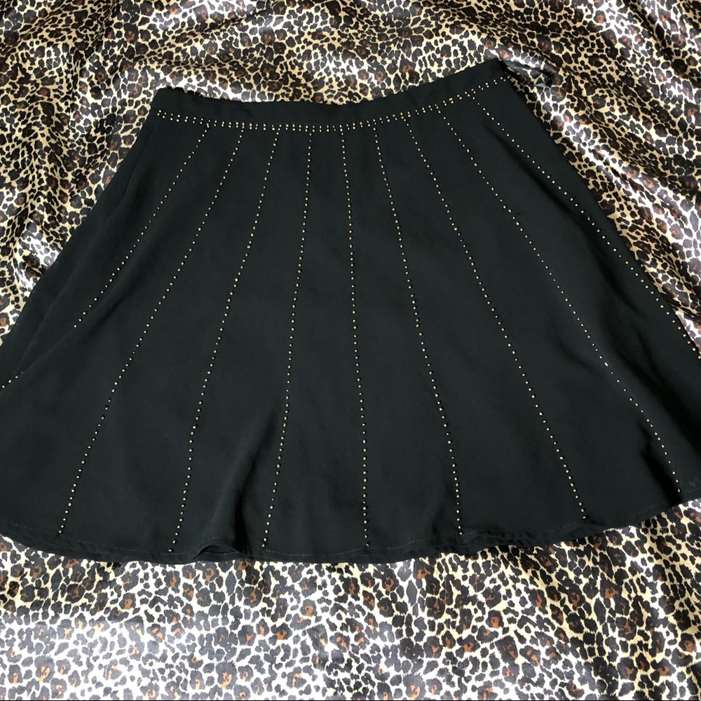Dina Be Black Gold Beaded Skater Cut Skirt